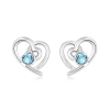 Aretes de Swarovski Color Azul con Rodio en Forma de Corazón