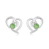 Aretes de Swarovski Color Verde con Rodio en Forma de Corazón