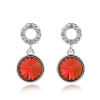 Aretes Redondos Cristal Swarovski En Color Rojo