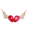 Cute Necklace with Pink Swarovski Crystal and Golden Plated