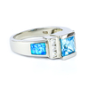 Hermoso Anillo de Plata con Topacio Azul y Ópalo Australiano