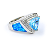 Anillo de Topacio Azul y Opalo Australiano