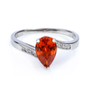 Fire Opal Pear Cut Gemstone .925 Silver Ring