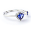 Hermoso Anillo de Doble Tanzanita en Plata de Ley 925 Corazón