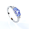Anillo de 3 Piedras de Alejandrita Azul a Morado