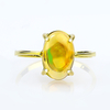Natural Cabuchon Mexican Fire Jelly Opal 14K Gold Ring
