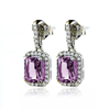 Aretes de Plata Con Alejandrita en Corte Esmeralda y Zirconias