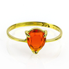 Genuine Pear Cut Mexican Fire Cherry Opal 14K Yellow Gold Ring