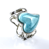 Anillo de Larimar Genuina Cabuchon Corazones