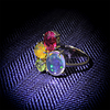 Anillo de Oro con Ópalo Mexicano, Rubelita y Tsavorita