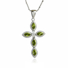 Silver Cross With Yellow Alexandrite and Zirconia