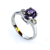 9 mm x 7 mm Alejandrita y Zirconias en Anillo de Plata