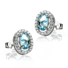 Aretes de Plata con Aguamarina Talla Ovalada