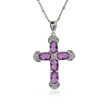 Preciosa Cruz de Plata Con Amatista y Circonitas 32 mm x 20 mm