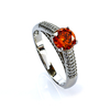 Doble Anillo de Compromiso Corte Redondo Opalo de Fuego