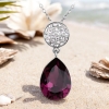 Precioso Collar de Cristal Swarovski Color Amatista Chapado en Rodio