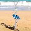 Bonito Collar de Flamingo de Cristal Swarovski Color Azul