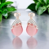Lindos Aretes de Ojo de Gato con Baño de Oro Rosa de 18K