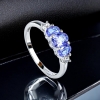 Anillo de 3 Piedras de Alejandrita Azul a Morado