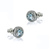 Aretes de Plata .925 con Solitario Halo de Aguamarina Talla Redonda