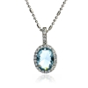 Dije de Plata Halo de Aguamarina Corte Ovalada