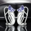 Aretes de Tanzanita Con Plata Cerradura de Omega