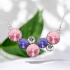 Bonito Collar de Círculos de Swarovski Morado y Rosa