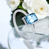 Anillo de Oro Blanco 14K Topacio Londres Genuina