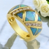 Precioso Anillo de Oro 14K con Opalo y Diamantes