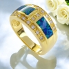 Anillo de Oro de 14K con Opalo Australiano con Diamantes Genuinos