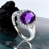 10 mm x 8 mm Anillo de Plata Con Amatista
