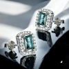 Aguamarina Aretes de Plata 9 mm x 6 mm