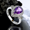 Anillo de Plata Con Amatista Corte Pera Grande