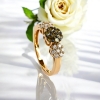 0.75 Ctw Anillo de Flor Oro Amarillo de 14K con Diamante Chocolate