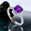 Anillo de Plata Con Amatista Solitario