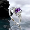 Anillo Piedra Amatista Talla Esmeralda 7 mm x 5 mm