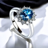 Anillo de Topacio Azul en Corte Ovalo Con Plata 925