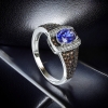 Anillo de Diamante Chocolate & Tanzanita 7 mm x 5 mm Plata