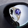 Anillo de Tanzanita 8 mm Plata y Baño de Oro