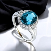 10 mm x 8 mm Anillo de Plata Con Topacio Azul