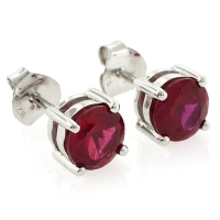 Preciosos Aretes de Plata de Ley con Rubi
