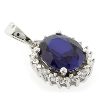 Dije de Zafiro Azul en Plata de Ley .925