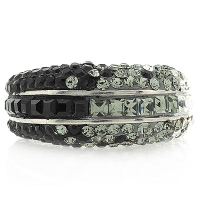 Anillo de Plata .925 con Cristales Swarovski Negros y Blancos
