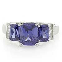 Anillo de Plata .925 con 3 Gemas de Tanzanita