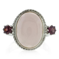 Hermoso Anillo de Plata con Jade y Amatista