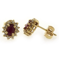 Aretes de Oro de 14K con Rubíes Auténticos