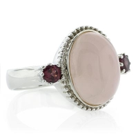 Hermoso Anillo de Plata con Jade y Amatista