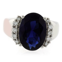 Anillo de Plata de Ley con Zafiro Azul
