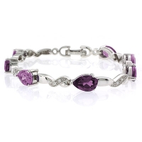 Pulsera de Plata .925 con Alejandrita (Rosa/Morado)