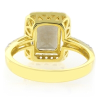 Anillo de Topacio Auténtico en Plata con Baño de Oro 14K